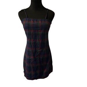 Rowme blue green and red plaid dress size small